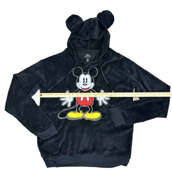 Disneys Mickey Mouse Fuzzy Sherpa Pullover Hoodie W/ Mickey Ears Size Medium - Image 4