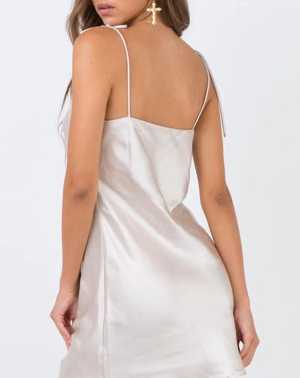 Princess Polly Champagne Silky Dress - Image 4