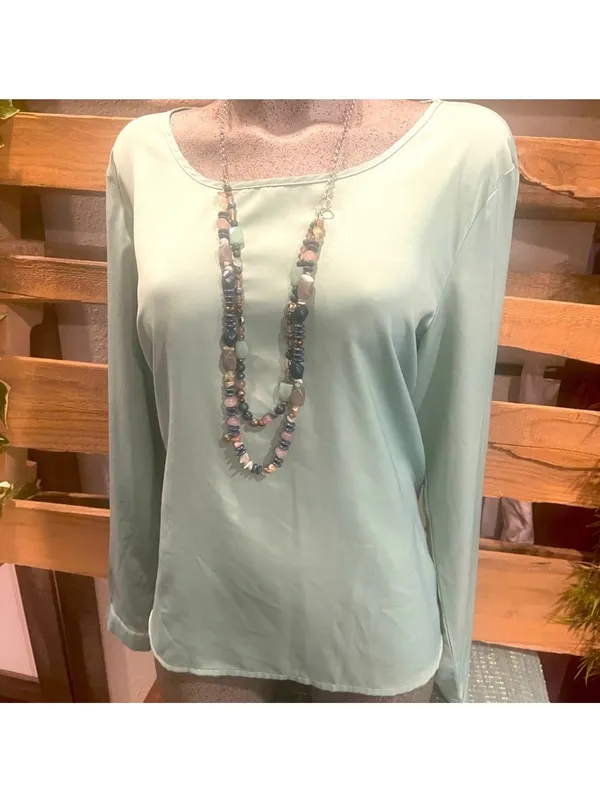 BKE Women's Solid Top with Button Cuffs – Size L - Image 5