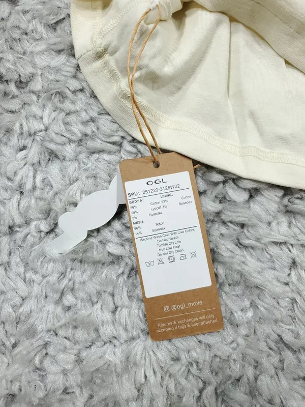 OGL Cotton Lyocell U-Neck Bra Tank Top Brami Ivory Women's Size XL - Image 5