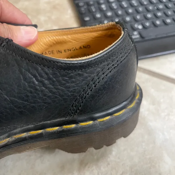 Dr Martens Made in England 5/usa7 Black Pebbled Leather Oxford Lug Sole Shoes - Image 8