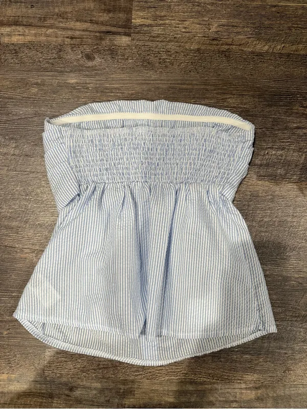 Poeselle Striped Strapless Top White - Image 4