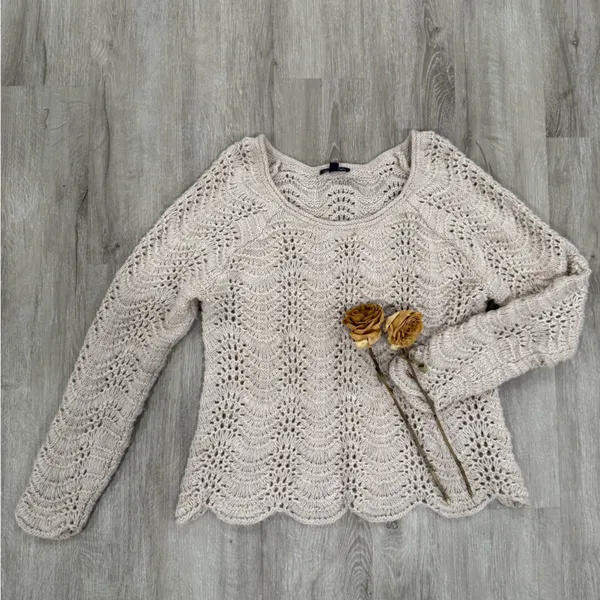 American Eagle Outfitters Cream Knit Sweater - Image 2