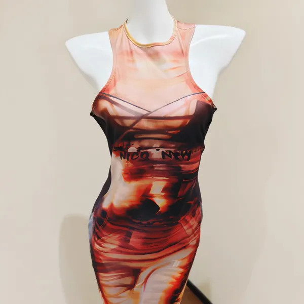 Sleeveless Crew Neck Midi Bodycon Dress - Image 2