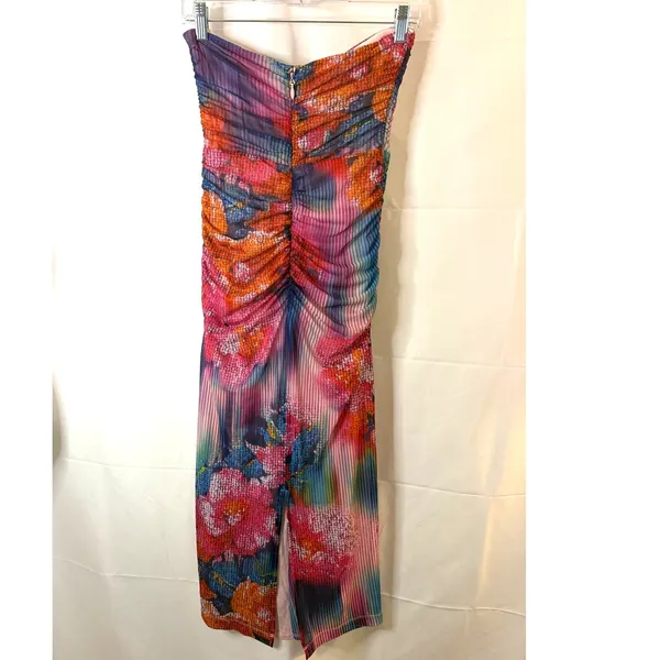 By Anthropologie The Soleil Slim Strapless Ruched Mesh Dress sz. XS - Image 3