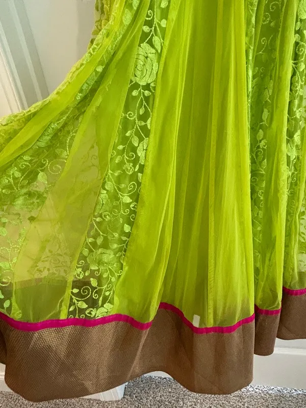 Indian Party Dress Partywear Lime Green Size M - Image 12