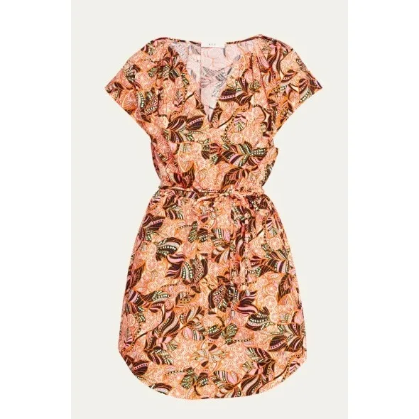 ALC Frank Alice Mini Dress Orange Rose Floral Print Cotton Size 4 - Image 3