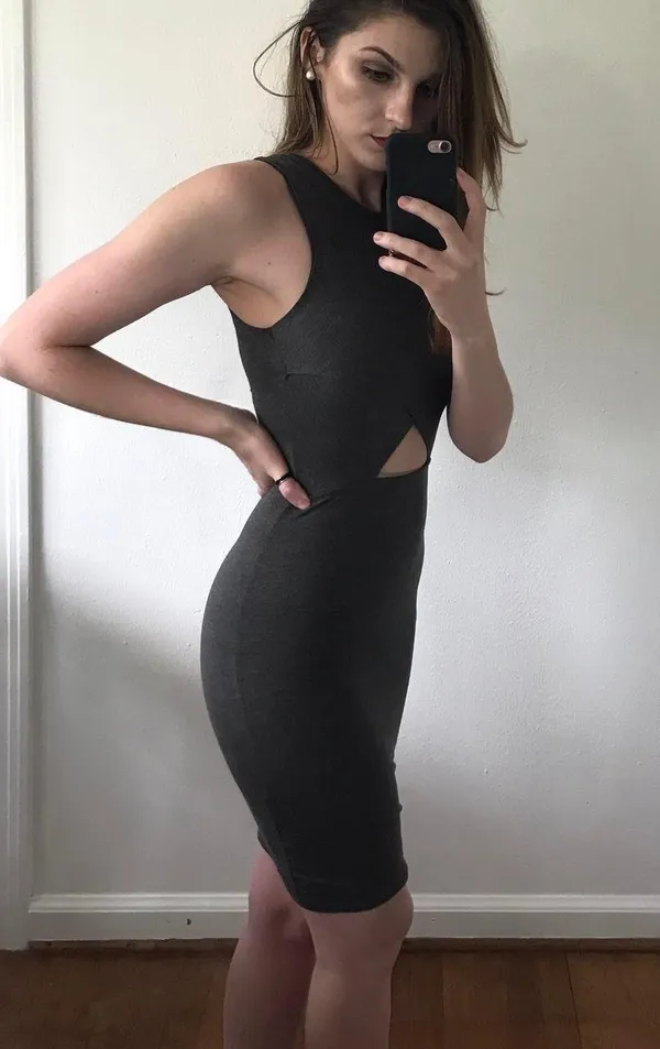 Grey Dress With Cut Out - Image 2
