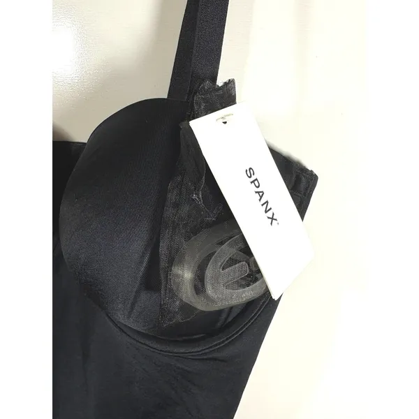 Spanx Suit Your Fancy Strapless Cupped Mid-Thigh Bodysuit Very Black 10156R M - Image 8