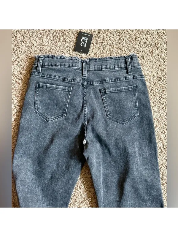 New w/ Tags Buckle Blue B Collection Rhinestone Fringe Cropped Flare Small Jeans - Image 5