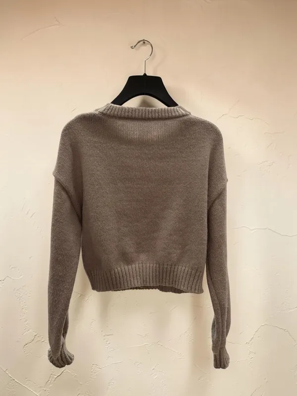 SHEIN Brown Cropped Crew Neck Knit Sweater‎ Size S - Image 2