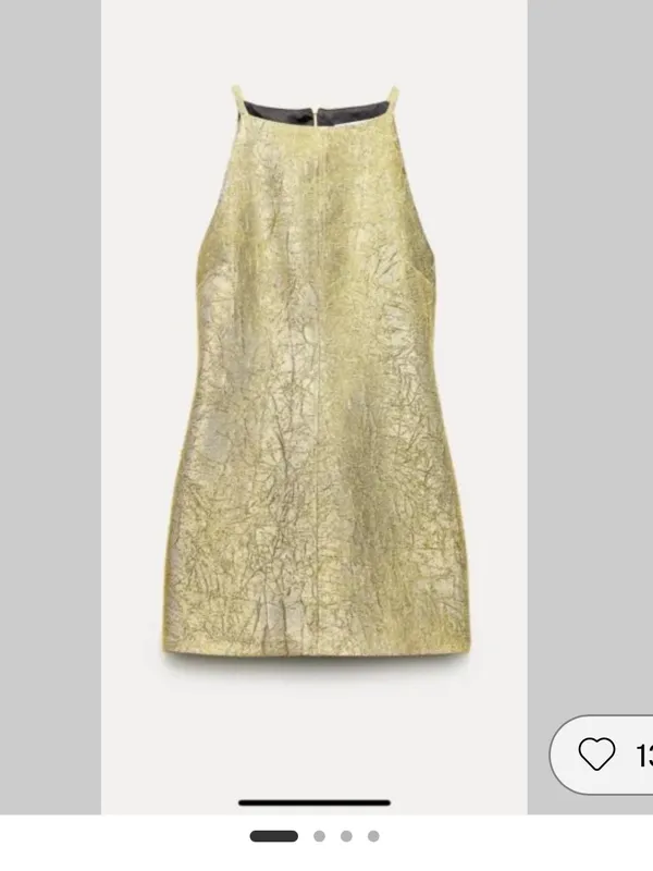 Zara Metallic Gold Mini Dress - Image 3