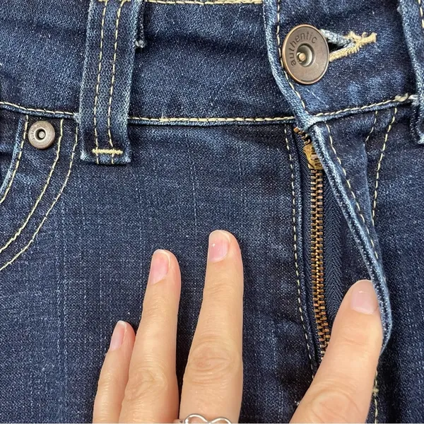 Authentic Denim Dark Wash Straight Leg Jeans Womens 10P Blue Denim Fall Casual - Image 6