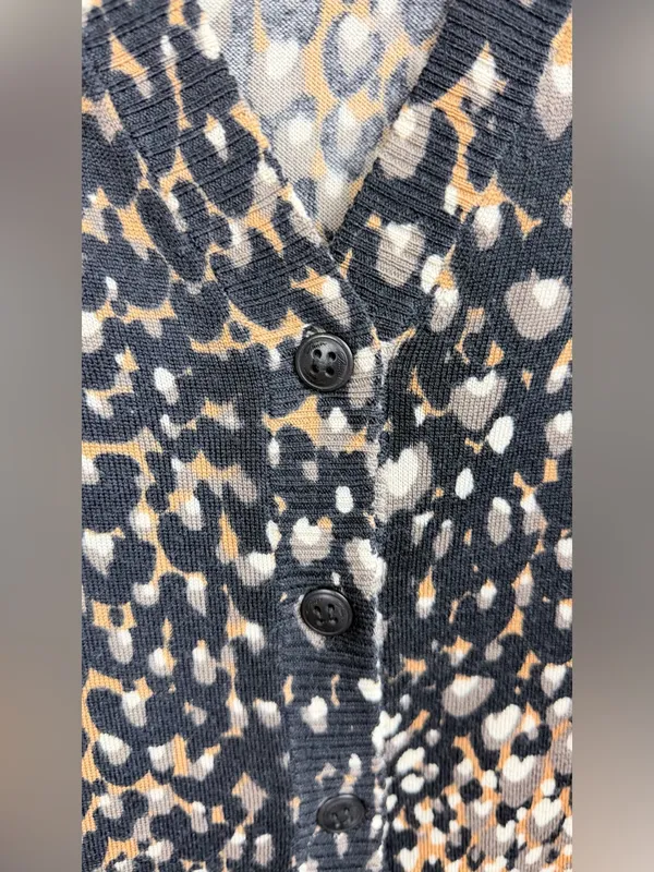 Tory Burch Lightweight Button-Up Leopard Long Sleeve Cardigan Sweater Size M - Image 4