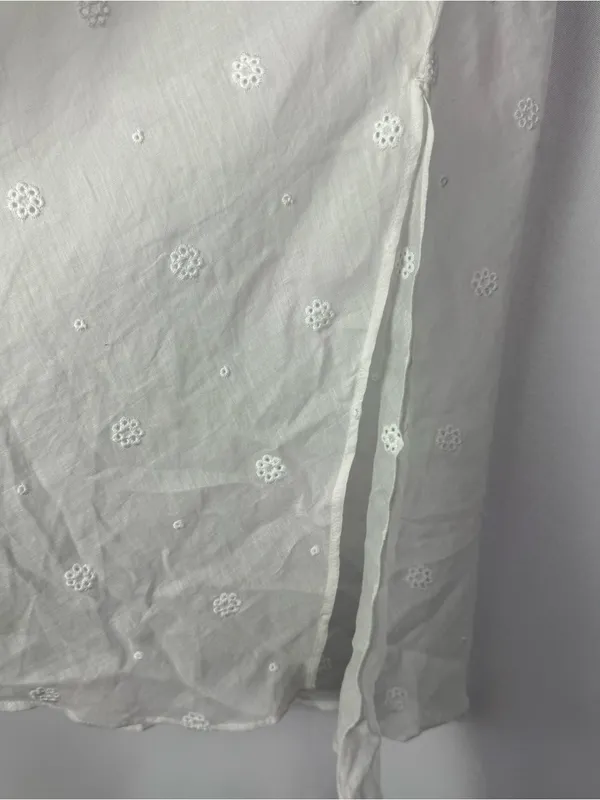 J. Crew White Eyelet Slip Midi Ramie Skirt M - Image 5
