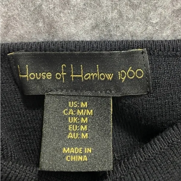 House of Harlow 1960 Black Knit Square Neck Cropped‎ Tank Top Medium Boho Chic - Image 3