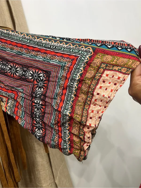 Uncle Frank by Anthropologie Geometric Embroidered dress with Red&Teal Accentst - Image 2