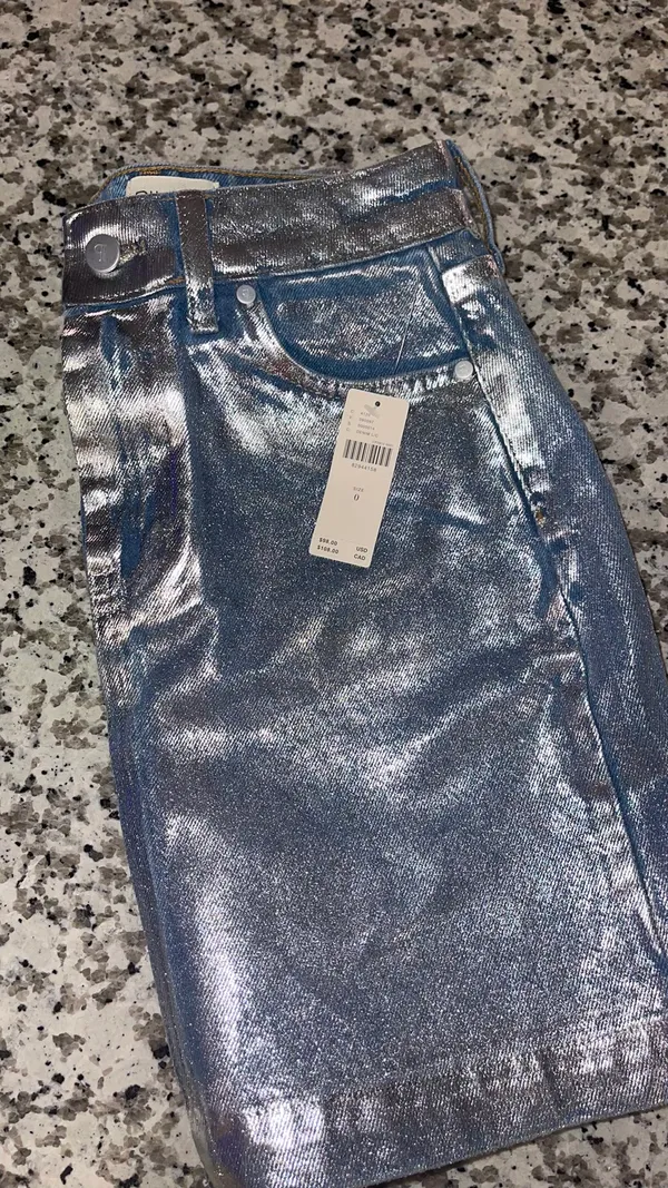 Anthropologie Sparkling Coated Denim Skirt - Image 2