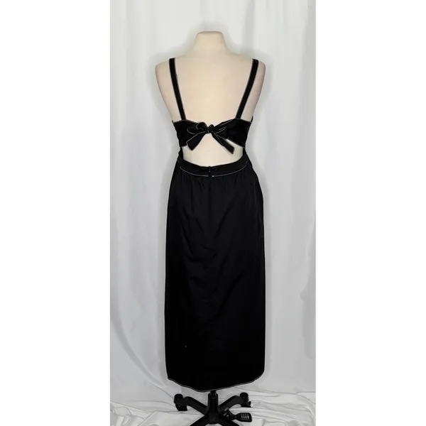 ZARA‎ Luiza Black Midi Dress Tie Back Contrast Stitching Pockets Poplin X-Large - Image 7