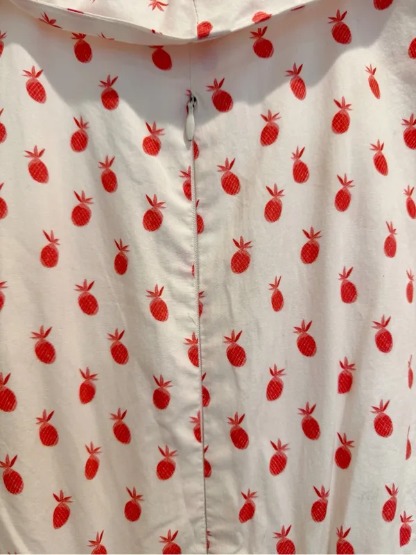 ANTHROPOLOGIE Pineapple Printed V-neck Smocked Waist Midi Dress White size Small - Image 8