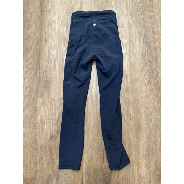 Lululemon Power Thru High Rise Crop 23" Leggings Navy‎ Blue Size 0 - Image 2