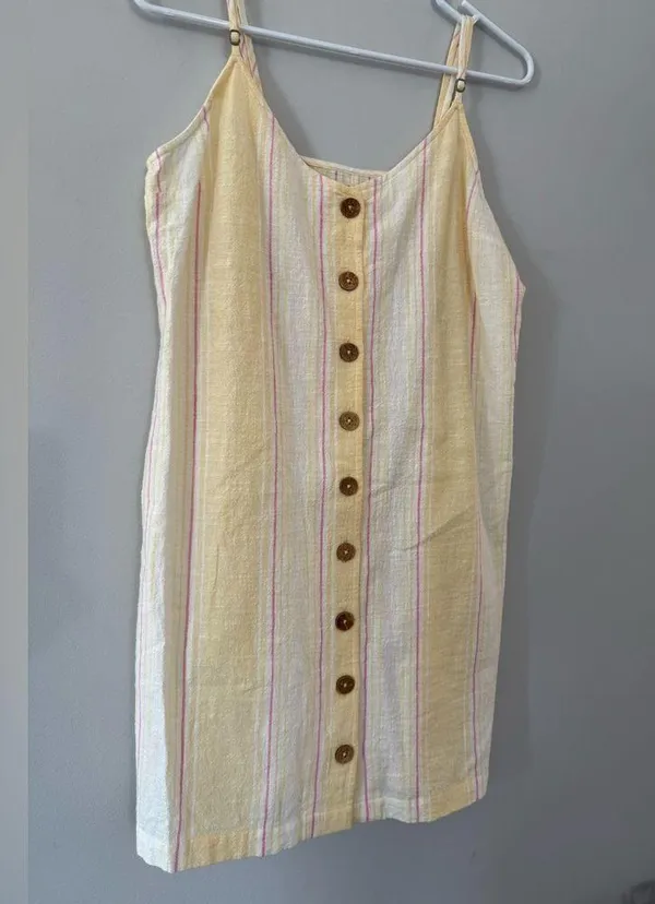 NWT RIP Curl Stripe Surf Dress Tank Dress Yellow Pink White Sundress Size M - Image 3