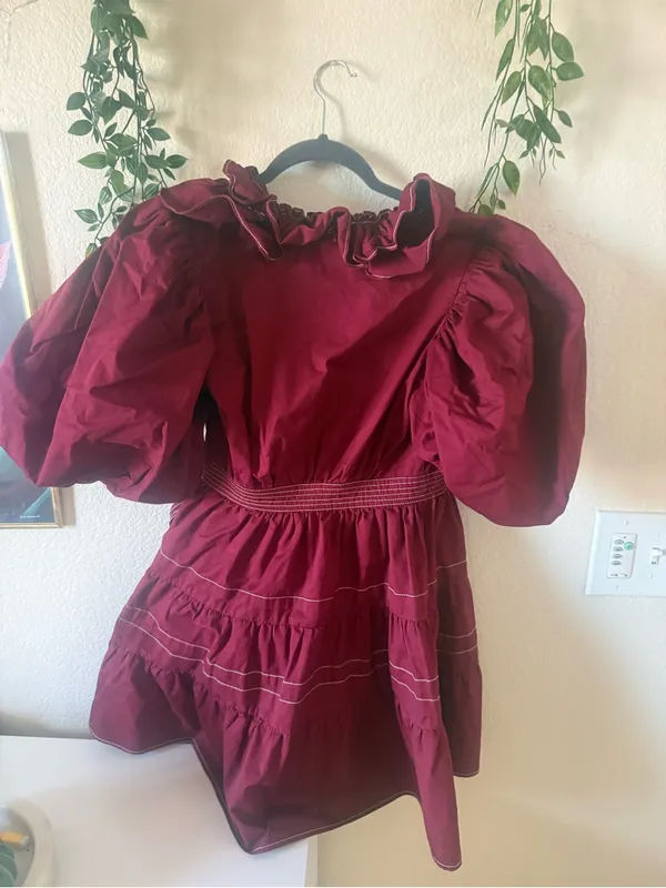 Sofie the label Burgundy Ruffle Wrap Mini Dress Red - Image 2