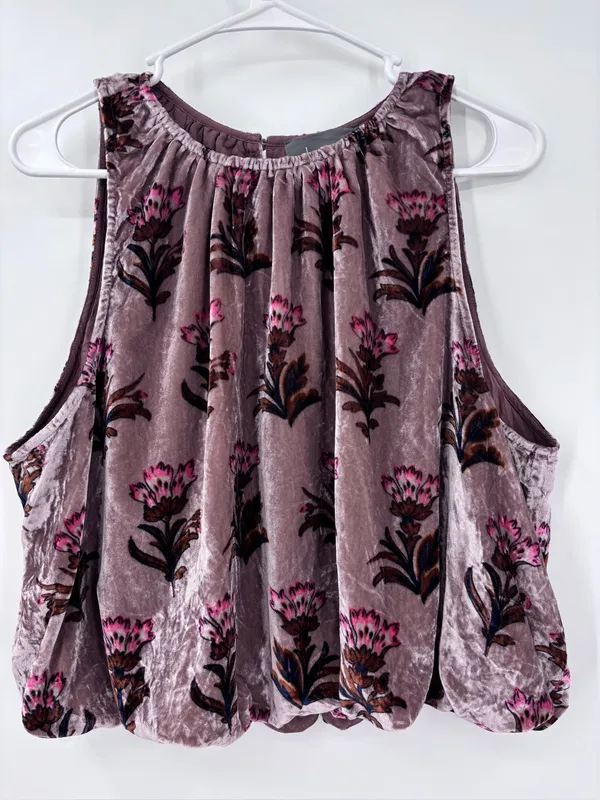 Anthropologie pink Floral Halter Crop Camisole - Image 3