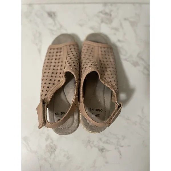 Earth Origins Wedge Sandals Women 6.5 Tan Woven Espadrille Comfort - Image 6