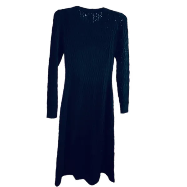 Gap Black Textured Long Sleeve Midi Sweater Dress XS‎ Petite S/792737-00 NEW - Image 4