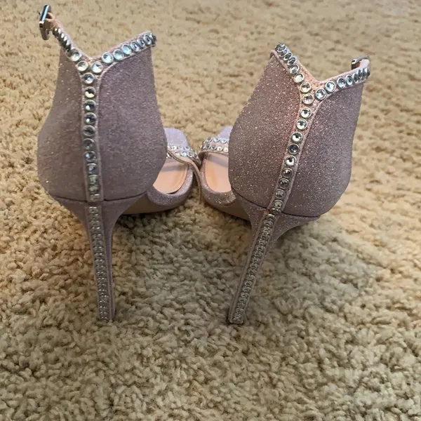 Steve Madden Collette Blush Glitter Rhinestone Strappy Stiletto Size 7 - Image 7