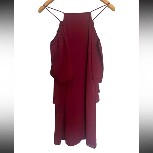 Three Eighty Two burgundy Melania cold -shoulder mini dress NWT - Image 2