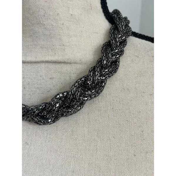 EXPRESS Vintage Y2K Braided Mesh Chain Necklace Statement Women's Cyberpunk Edgy Jewelry - Image 5