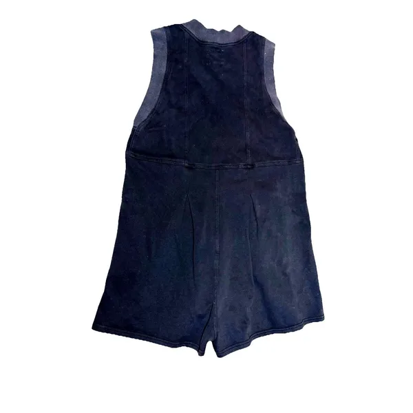 Umgee Black Zip Front Romper Womens Large Sleeveless Mineral Wash Pleated Casual - Image 3