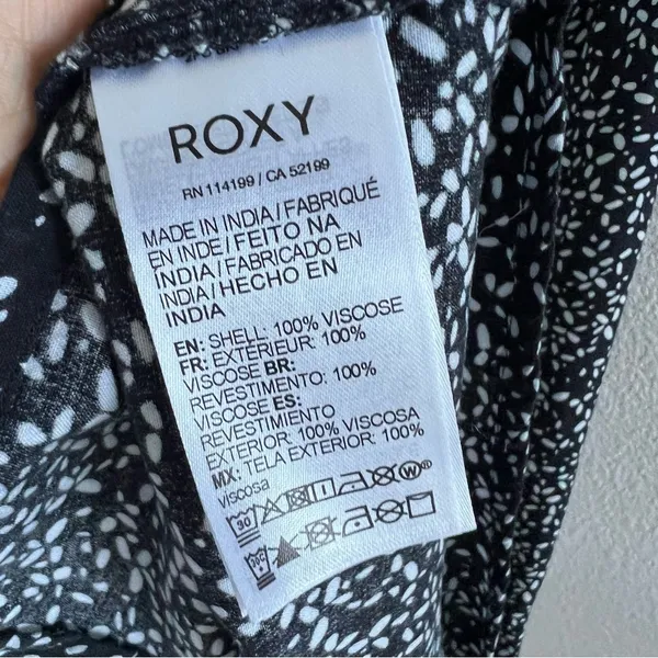 Roxy Black and White Boho Feminine Casual Dress Sweetheart Neckline Small - Image 6