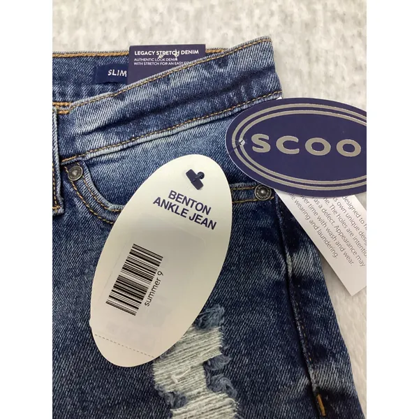 Scoop Womens High Rise Straight Leg Distressed Jeans Medium Wash Wide‎ Cuff NEW - Image 3