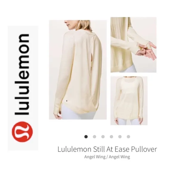 Lululemon Cashlux‎ Still At Ease Cream Open Tulip Back Long Sleeve Knit Sweater - Image 14
