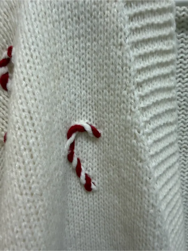 Candy cane knit cardigan medium holiday Christmas Luna Ivy sweater cute grandma - Image 3