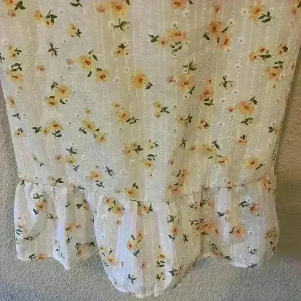 White with yellow floral mini dress, sweetheart, boho, festival, cottagecore - Image 5