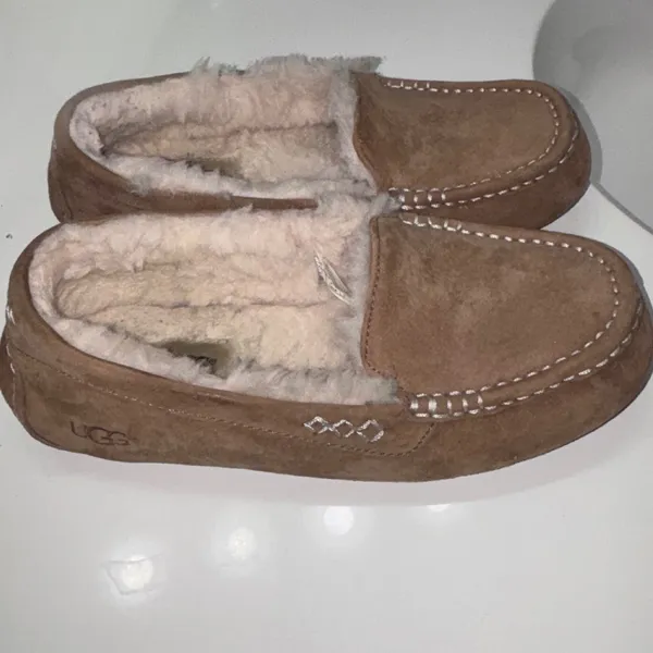 UGG Ansley Chestnut Suede Wool Lined Moccasin‎ Slippers Womens 8 3312 - Image 3