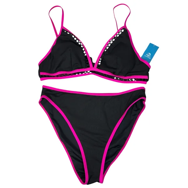Cupshe Large Bikini Swim Top Bottoms V-Neck Adjustable Straps Tie Back Padded - Image 2