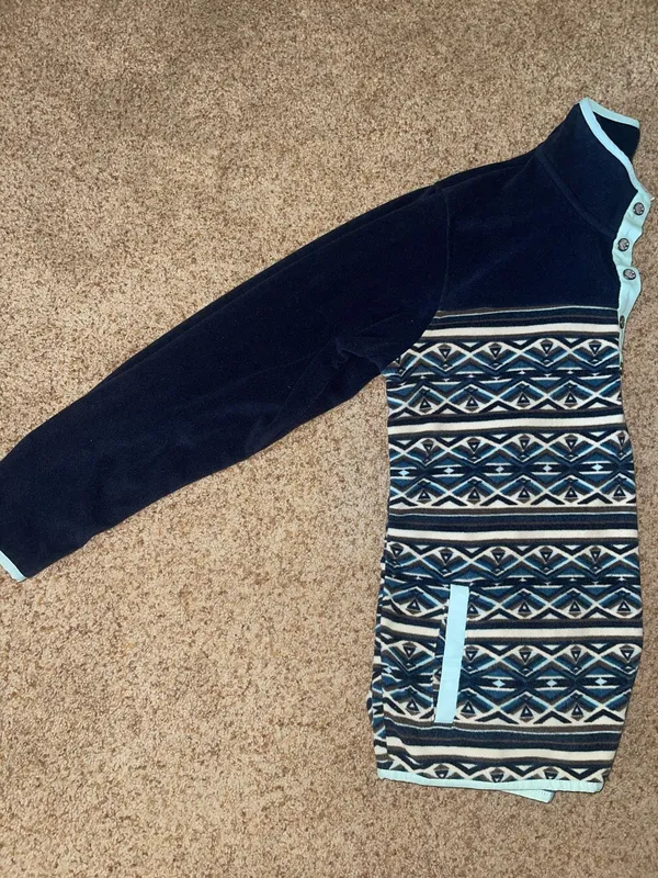 Cinch Women’s Pullover Fleece Aztec Print Blue Sweater Large - Image 3