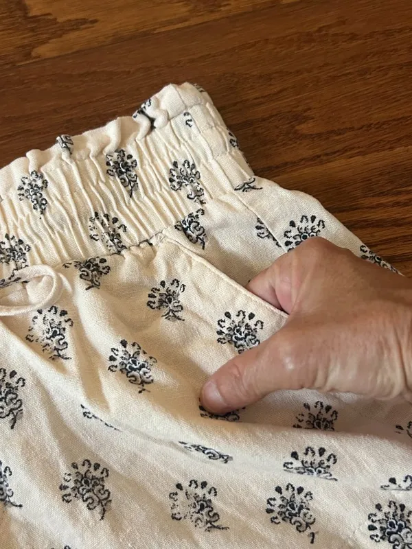 A New Day Linen Blend Paperbag Waist All Over Print Shorts Size XS Boho - Image 6