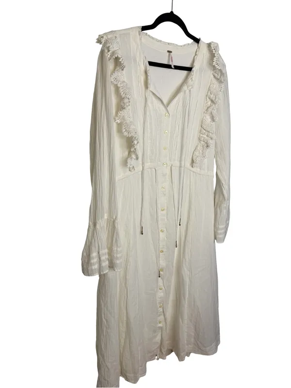 🤍 Free People Making‎ Memories Buttondown Crochet Lace Midi Dress Medium 🤍 - Image 3