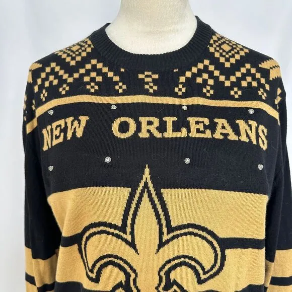 NFL New‎ Orleans Saints Light Up Ugly Christmas Sweater Holiday Womens Medium - Image 2