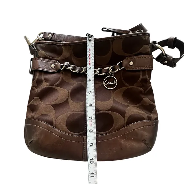 Coach F19730 Signature Optic Chain Crossbody /‎ Shoulder Bag – Chocolate Brown - Image 5