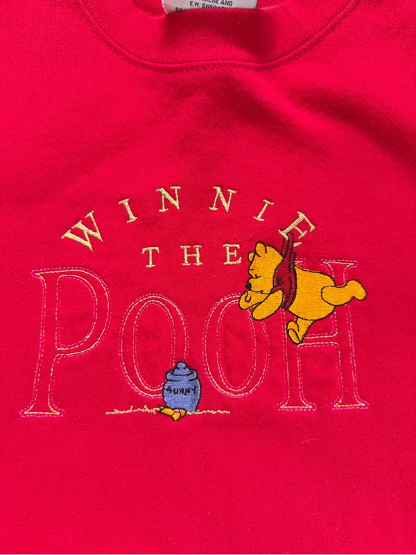 Vintage Disney Winnie the Pooh Embroidered Red Crewneck Sweatshirt‎ - Image 3