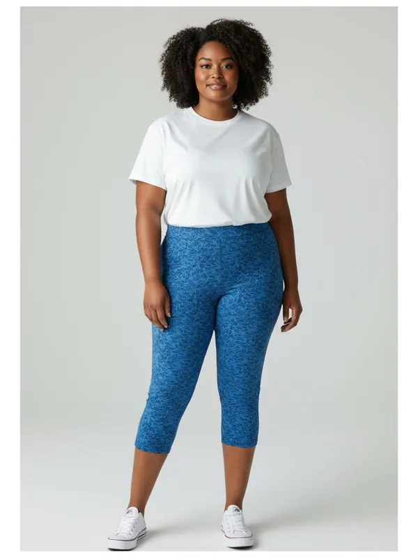 PACT Cropped Printed‎ Leggings Women's XL Blue Activewear - Image 6