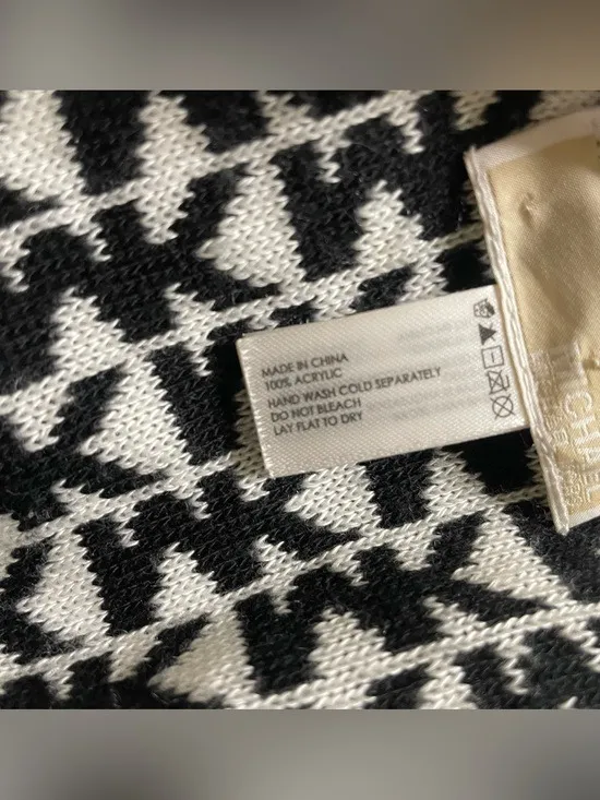 Michael Kors Black and White MK Logo Infinity Scarf - Image 6