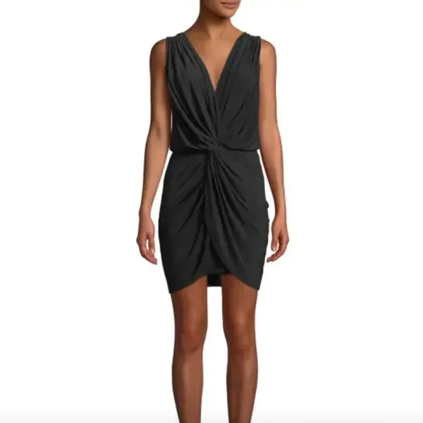 MISA Los Angeles Leza Mini Dress Size XS V-Neck Sleeveless Knot Front LBD Party - Image 2